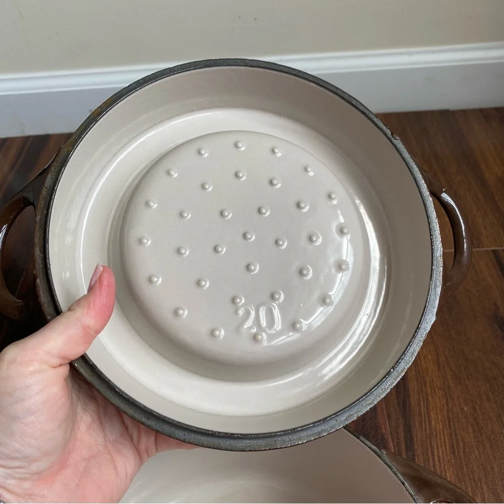 VTG Le Creuset Doufeu Cousances #20 Brown Ceramic Cast Iron Pot Dutch Oven